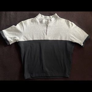 Y.M.L.A Vintage 90’s Rare Club Wear Form Fitted Cropped Sleeves/Body Zip Neck